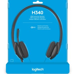 Logitech H340 Casque Filaire, Ecouteurs Stéréo avec Micro Rotatif Anti-Parasites, USB, PC/Mac/Portable/Chromebook - Noir
