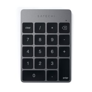 Satechi Slim Aluminium Bluetooth sans Fil 18 Clavier Extension Clavier - Compatible avec MacBook Pro, MacBook Air, Mac Mini, iMac, iMac Pro, iPad, iPhone et Plus (Gris sidéral)