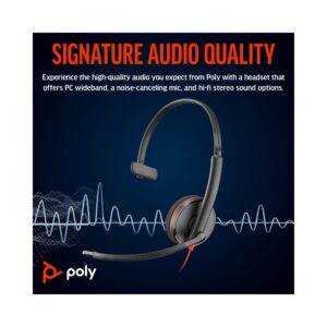Plantronics Blackwire C3210 Monophonique Bandeau Noir, Rouge - Casques Audio (Centre d'appel/Bureau, Monophonique, Bandeau, Noir, Rouge, avec Fil, USB Type-C)