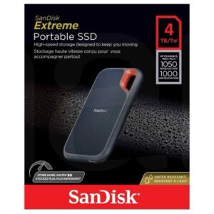 SanDisk Extreme Disque SSD Externe 4 To (Portable NVMe SSD, jusqu'à 1050 Mo/s en lecture, 1000 Mo/s en écriture, USB-C, Résistance à la poussière et à l'eau classée IP65, Mousqueton pratique)Monterey